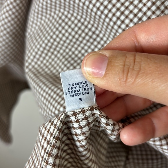 Ralph Lauren Blaire 100% Cotton Gingham Brown White Button Down Shirt size L - Picture 7 of 9
